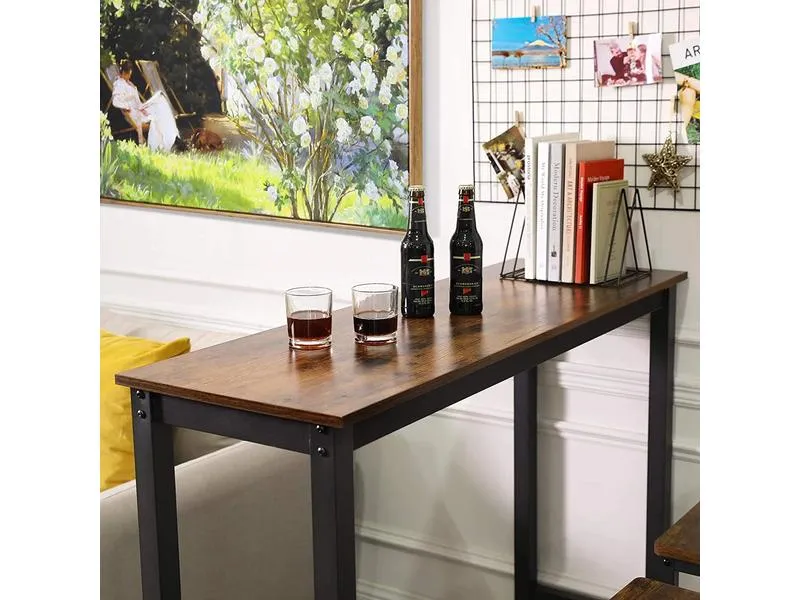 VASAGLE Bartisch mit Metallgestell 120 x 100 cm, Braun/Schwarz VASAGLE Bartisch mit Metallgestell 120 x 100 cm, Braun/Schwarz