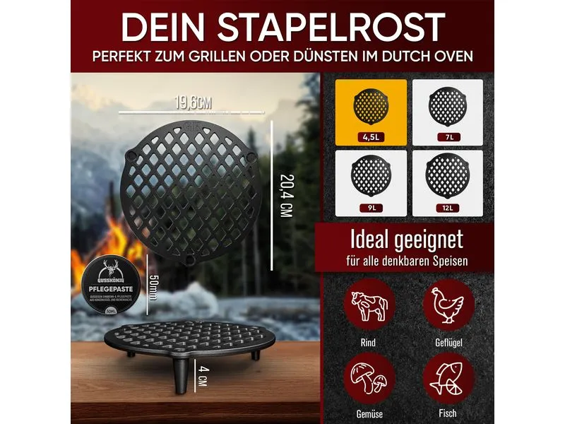 Gusskoenig Gusseisen Stapelrost für Dutch Oven 4.5 l Gusskoenig Gusseisen Stapelrost für Dutch Oven 4.5 l