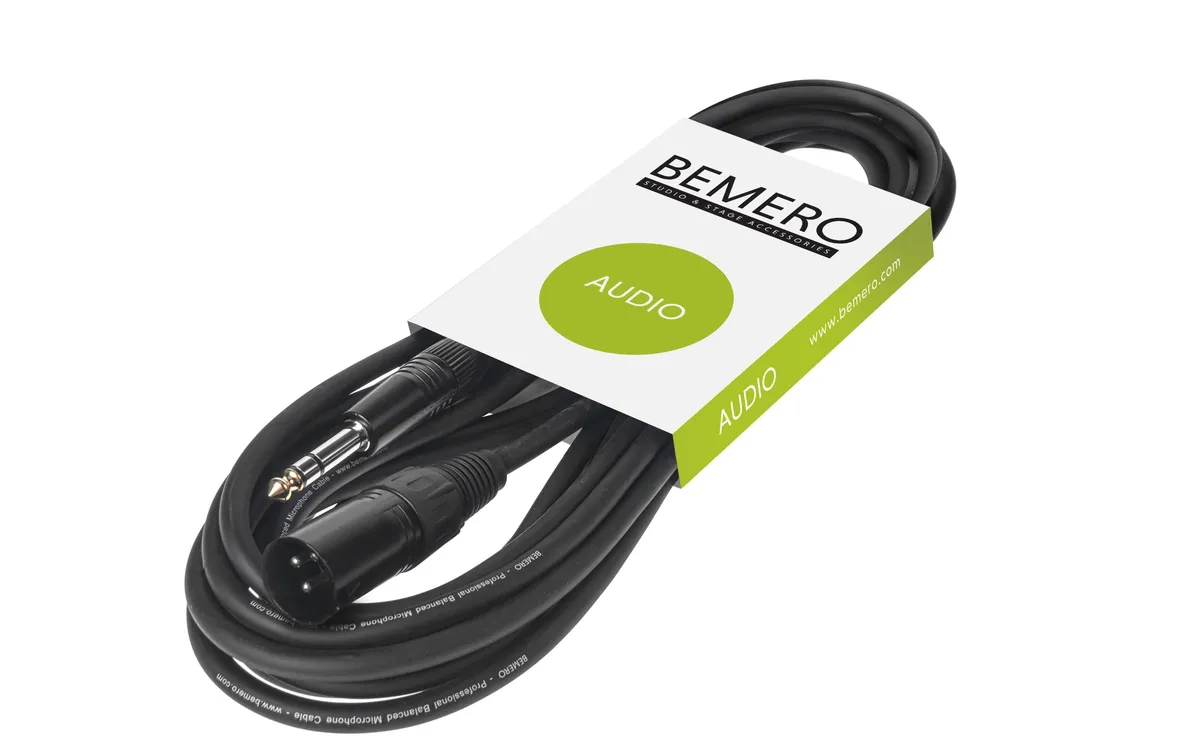 Bemero XLR-Kabel XLRm - 6.3 Klinken symmetrisch 3 m, Schwarz Bemero XLR-Kabel XLRm - 6.3 Klinken symmetrisch 3 m, Schwarz