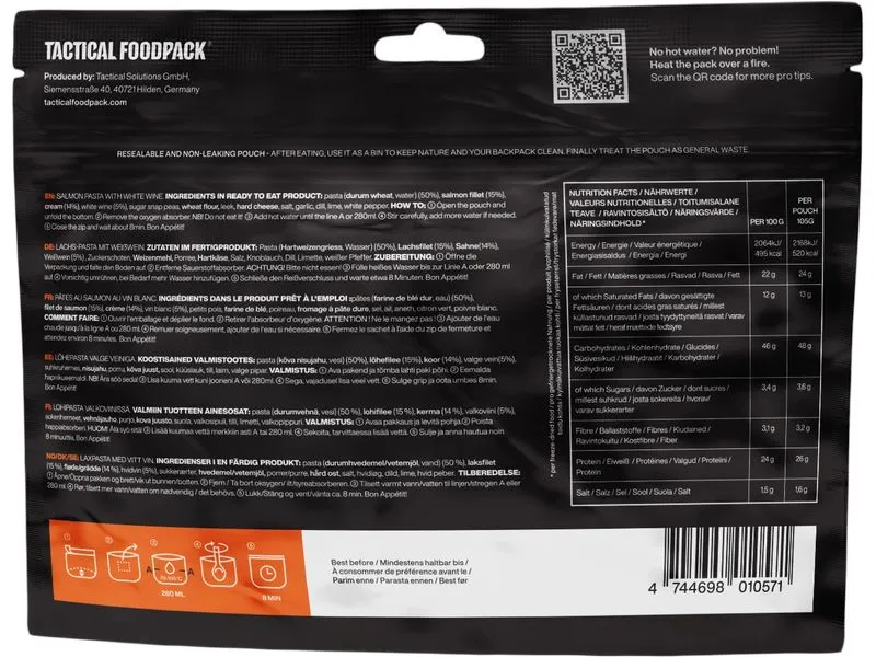Tactical Foodpack Hauptgericht Lachsnudeln mit Weisswein