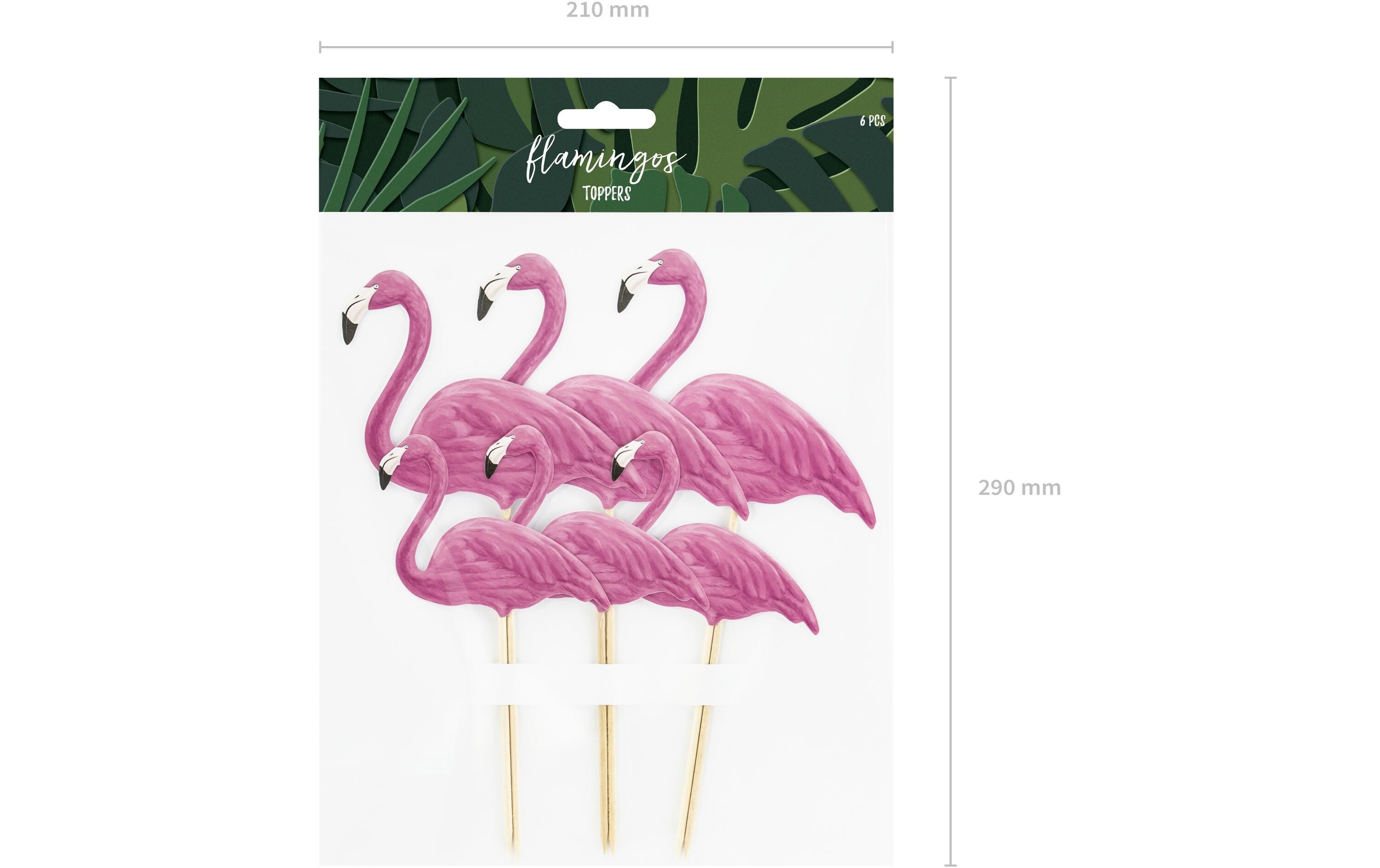 Partydeco Kuchen-Topper Aloha Flamingos 1 Stück, Pink