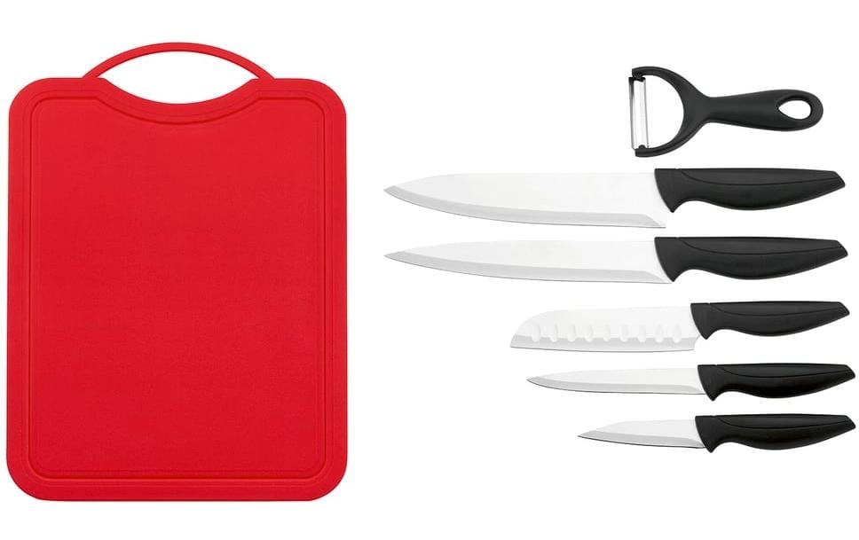 GOURMETmaxx Messerset 7-teilig, Schwarz/Rot