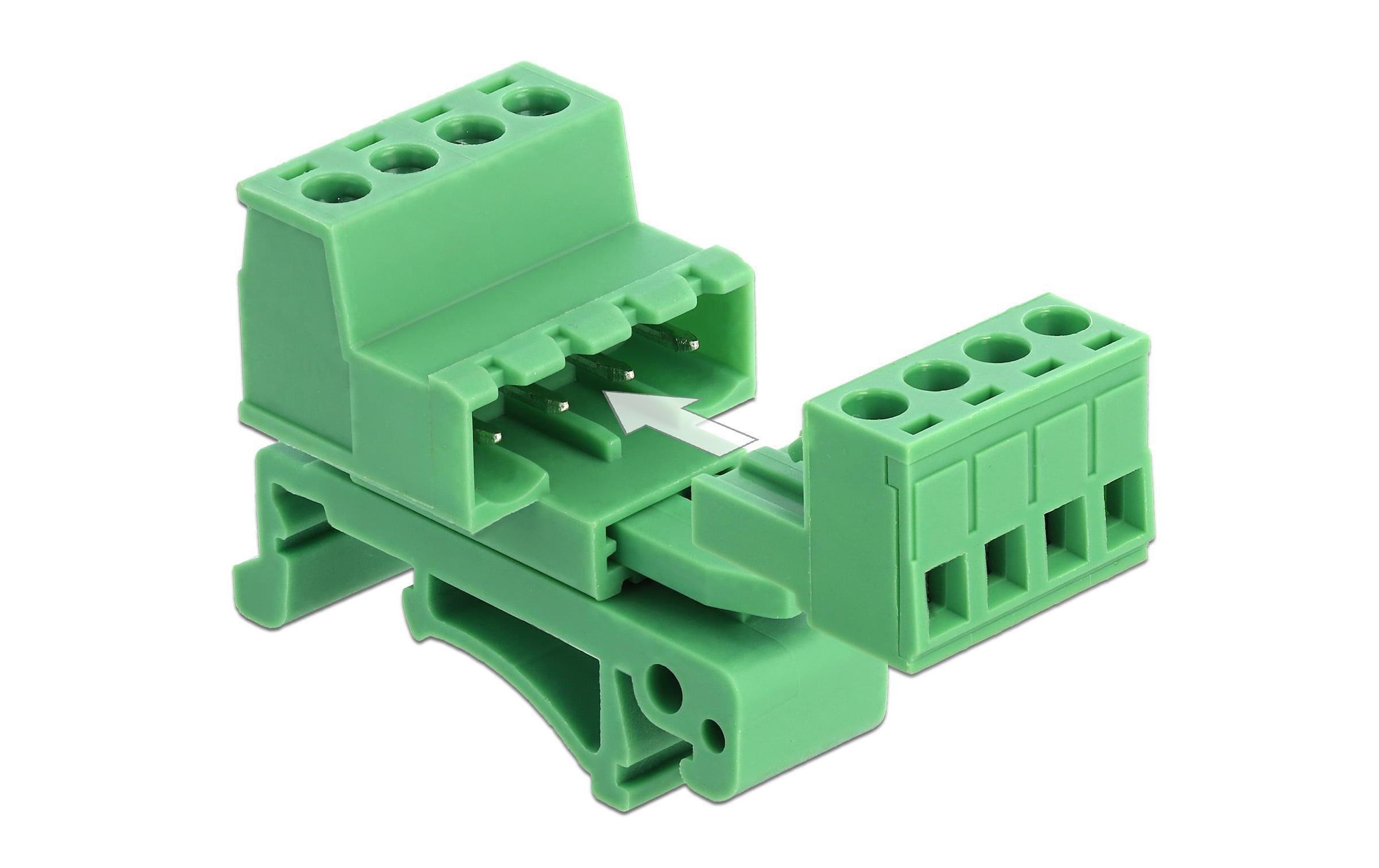 Delock Terminalblock 4 Pin, 5.08 mm Rastermass gewinkelt Delock Terminalblock 4 Pin, 5.08 mm Rastermass gewinkelt