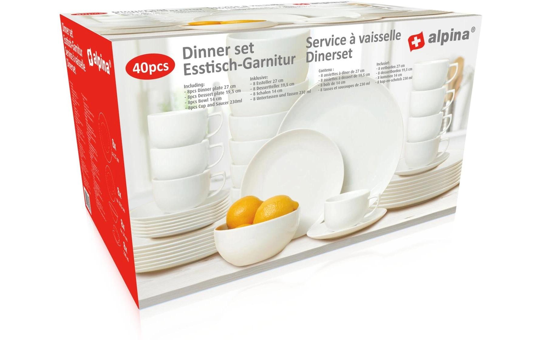 alpina Geschirrset für 8 Personen 1 Stück,Weiss alpina Geschirrset für 8 Personen 1 Stück,Weiss