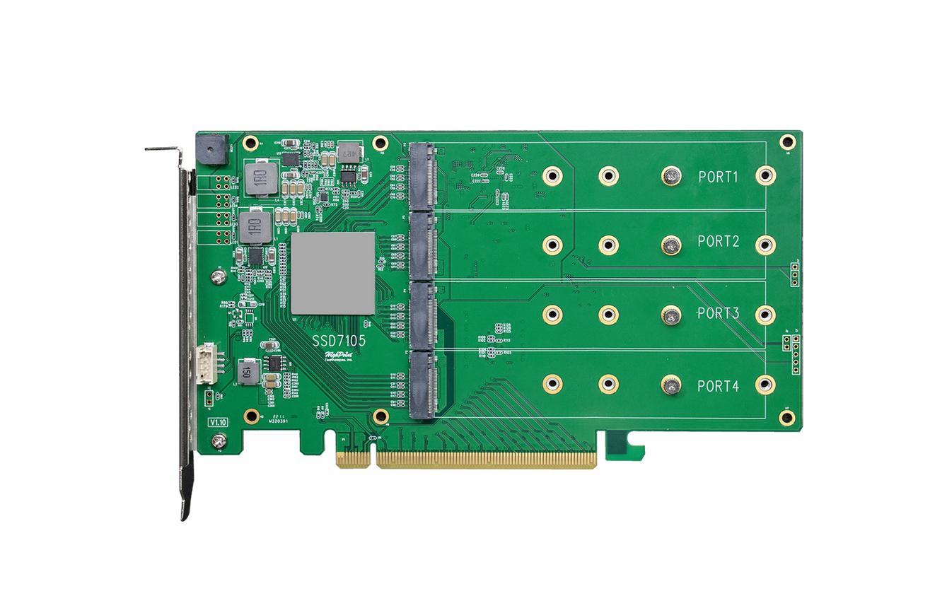 Highpoint RAID-Controller SSD7105 PCI-Ex16v3 - 4x M.2 NVMe, bootfähig