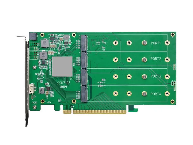 Highpoint RAID-Controller SSD7105 PCI-Ex16v3 - 4x M.2 NVMe, bootfähig