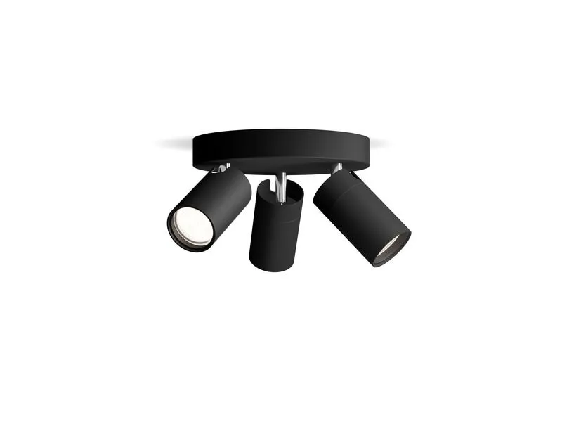 Philips Aufbauspot Idris GU10, IP44, rund Schwarz, ohne LM Philips Aufbauspot Idris GU10, IP44, rund Schwarz, ohne LM
