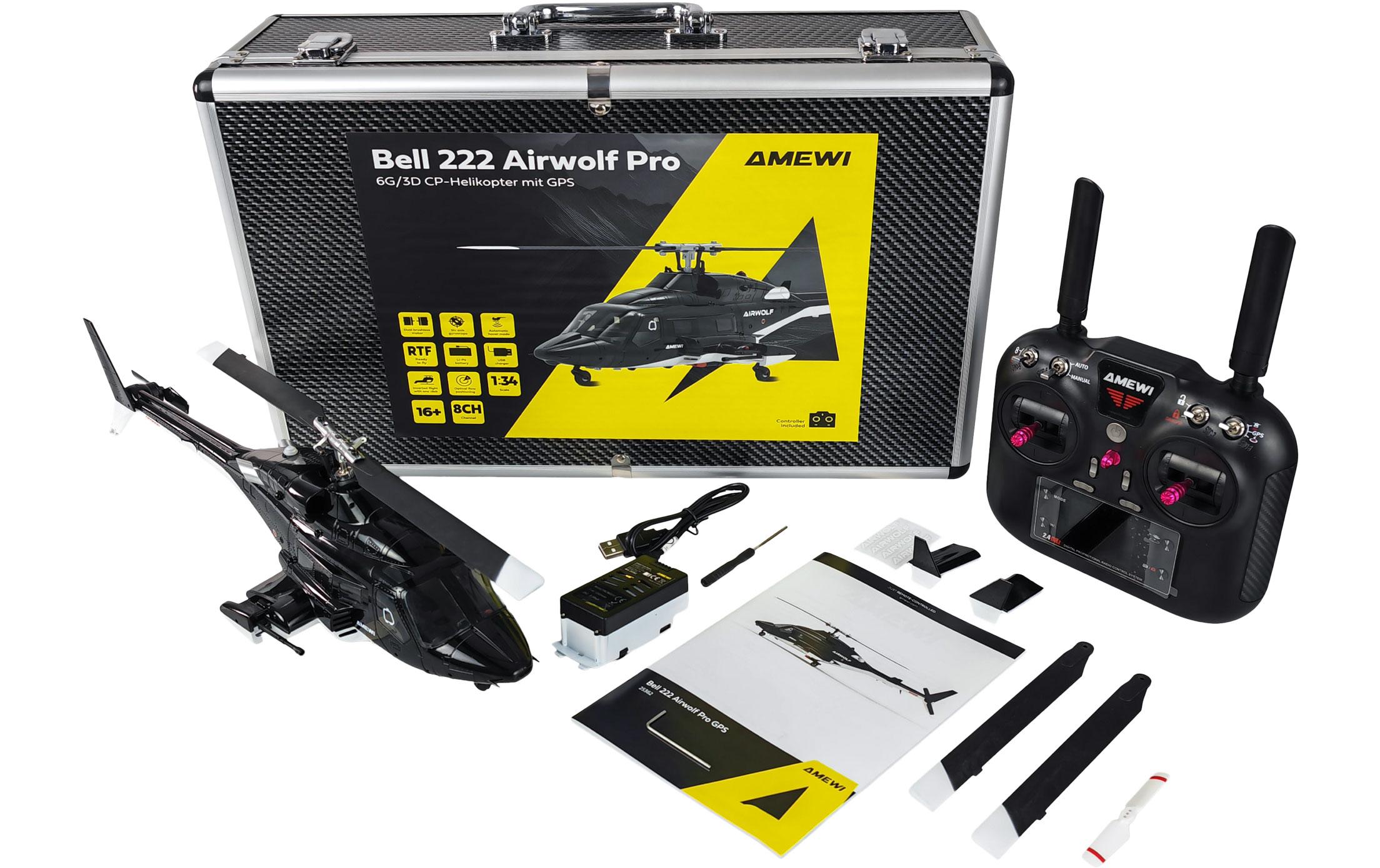 Amewi Helikopter Bell 222 Airwolf Pro GPS 8-Kanal 3D/6G RTF