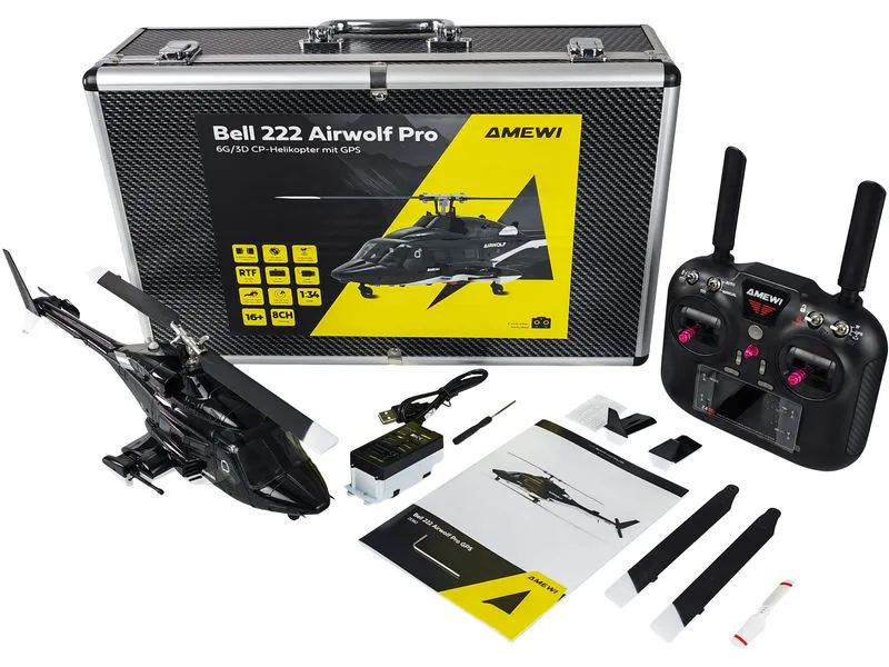 Amewi Helikopter Bell 222 Airwolf Pro GPS 8-Kanal 3D/6G RTF