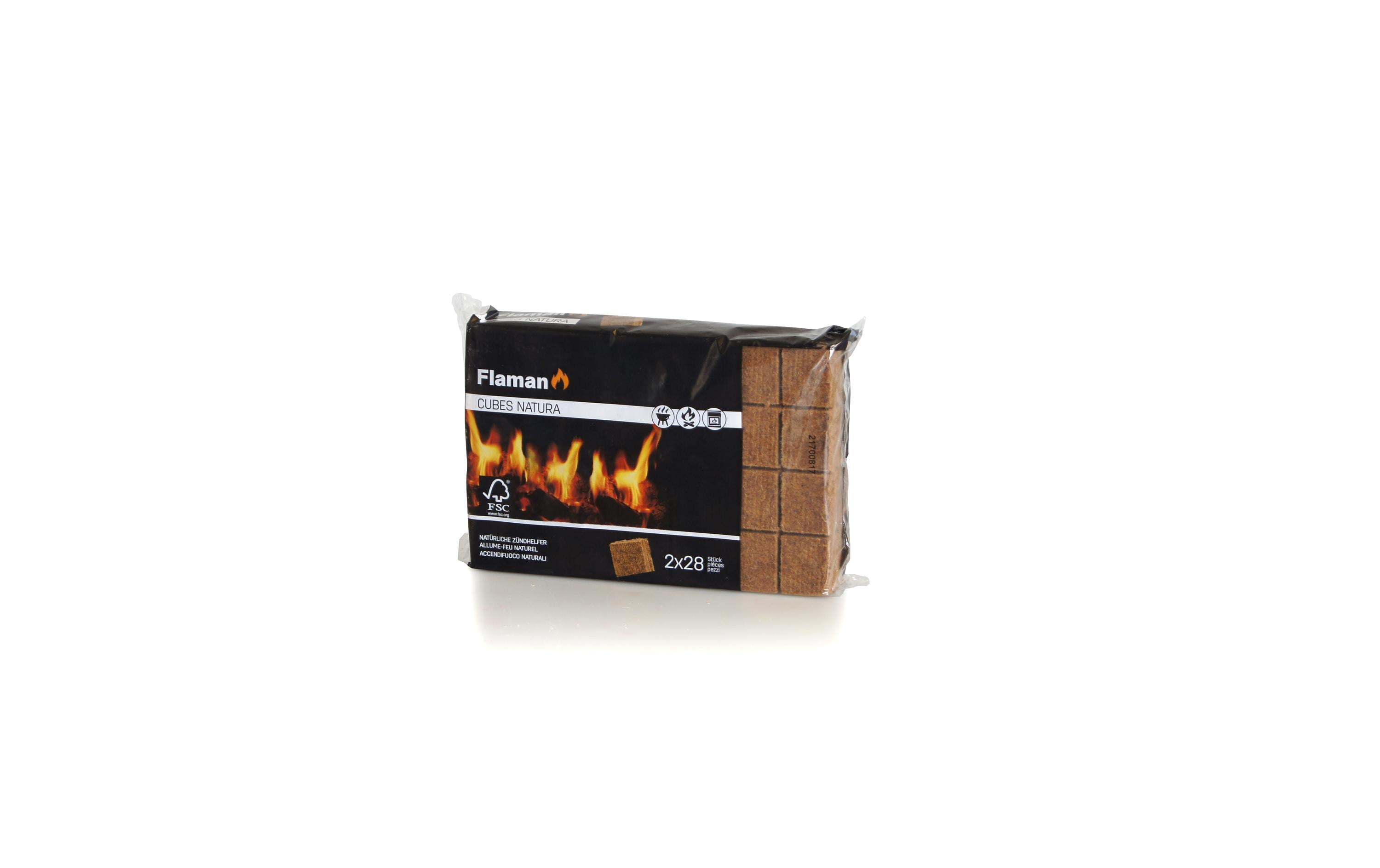 Flaman Grillanzünder Cubes Natura, 2 x 28 Stück, FSC Flaman Grillanzünder Cubes Natura, 2 x 28 Stück, FSC