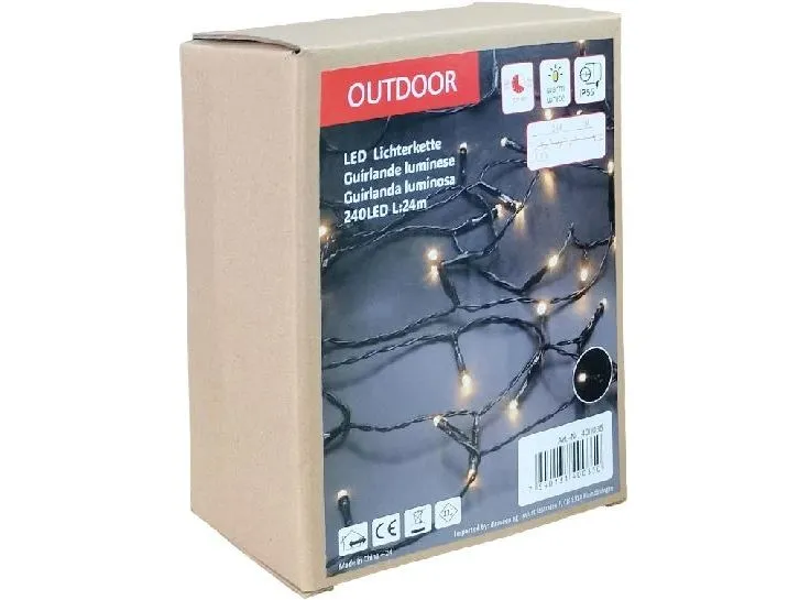 Dameco LED Outdoor Lichterkette 240 LED Warm weisses Licht L: 24m