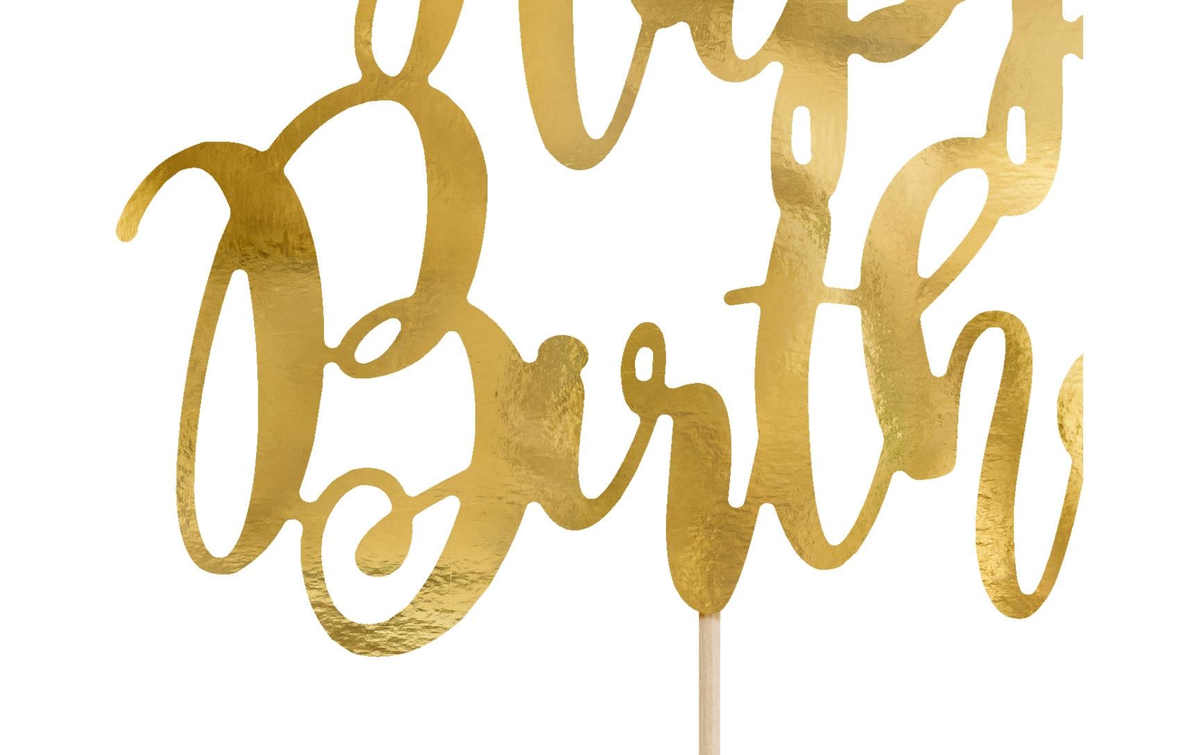 Partydeco Kuchen-Topper Happy Birthday 1 Stück, Gold