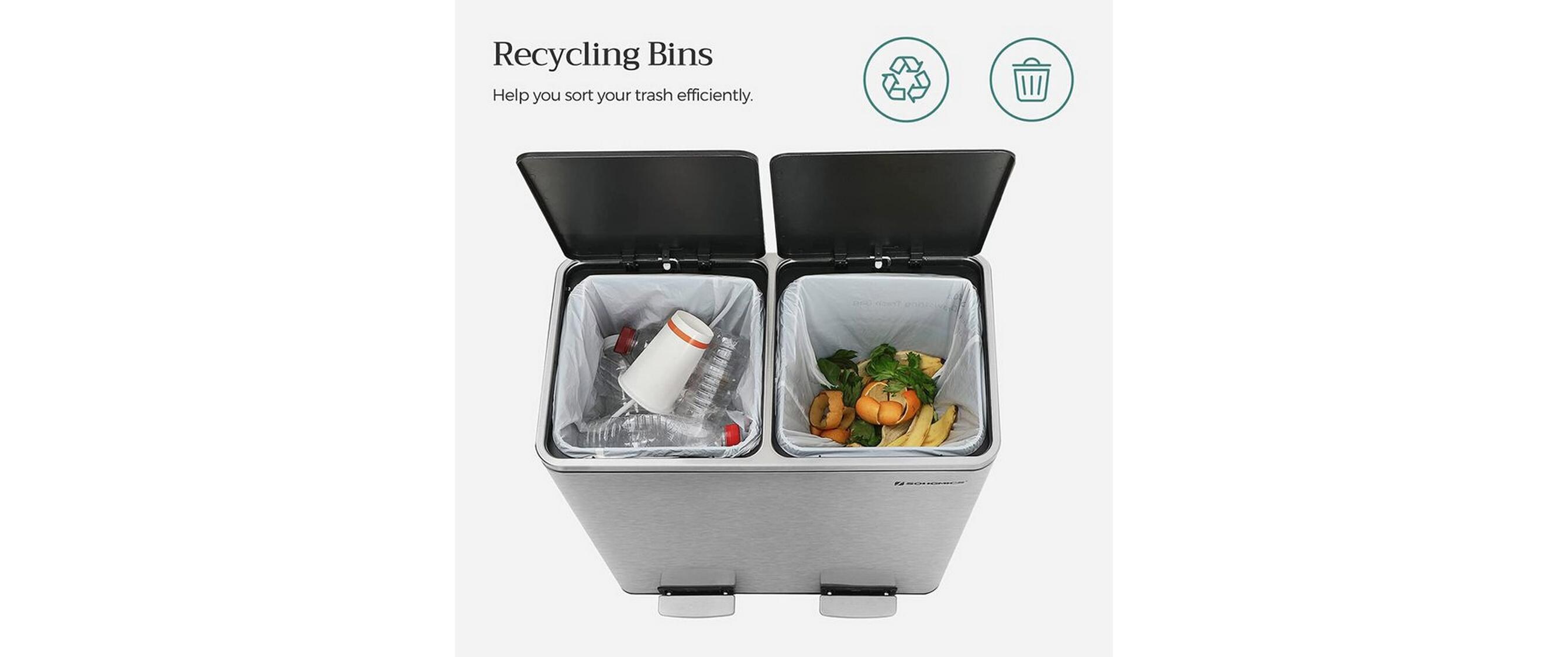 Songmics Treteimer 2 x 30 L, Silber