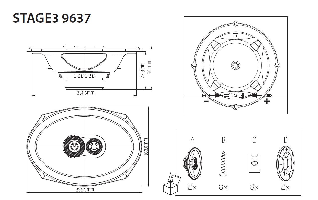 JBL Car 3-Weg-Lautsprecher Stage3 9637, 6 x 9 (15.2 x 23 cm)