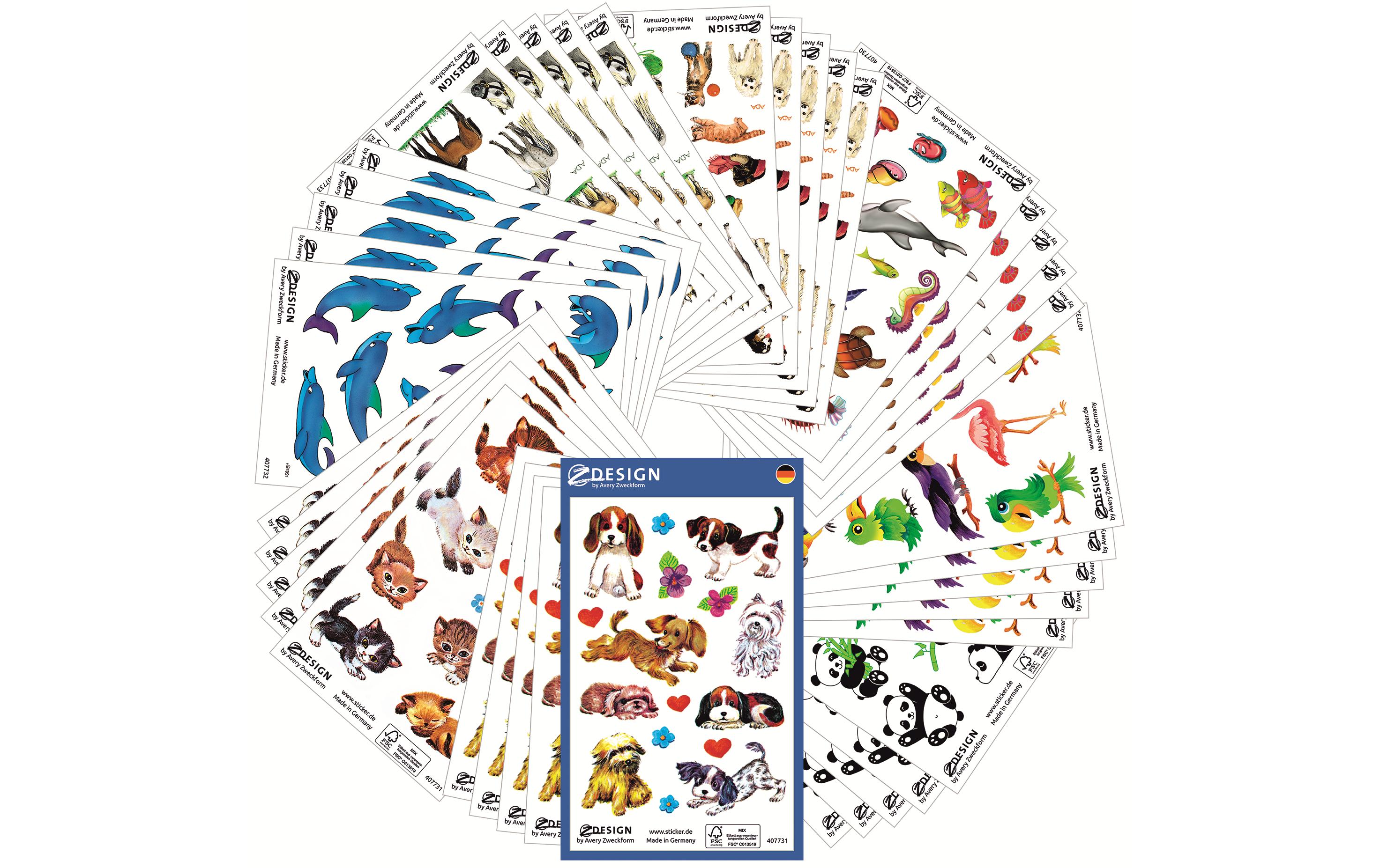 Z-Design Motivsticker Tiere 40 Blatt, 485 Sticker