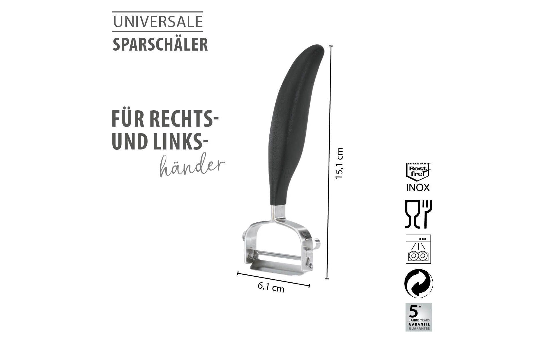 GEFU Sparschäler Universale 15.1 cm, Schwarz/Silber