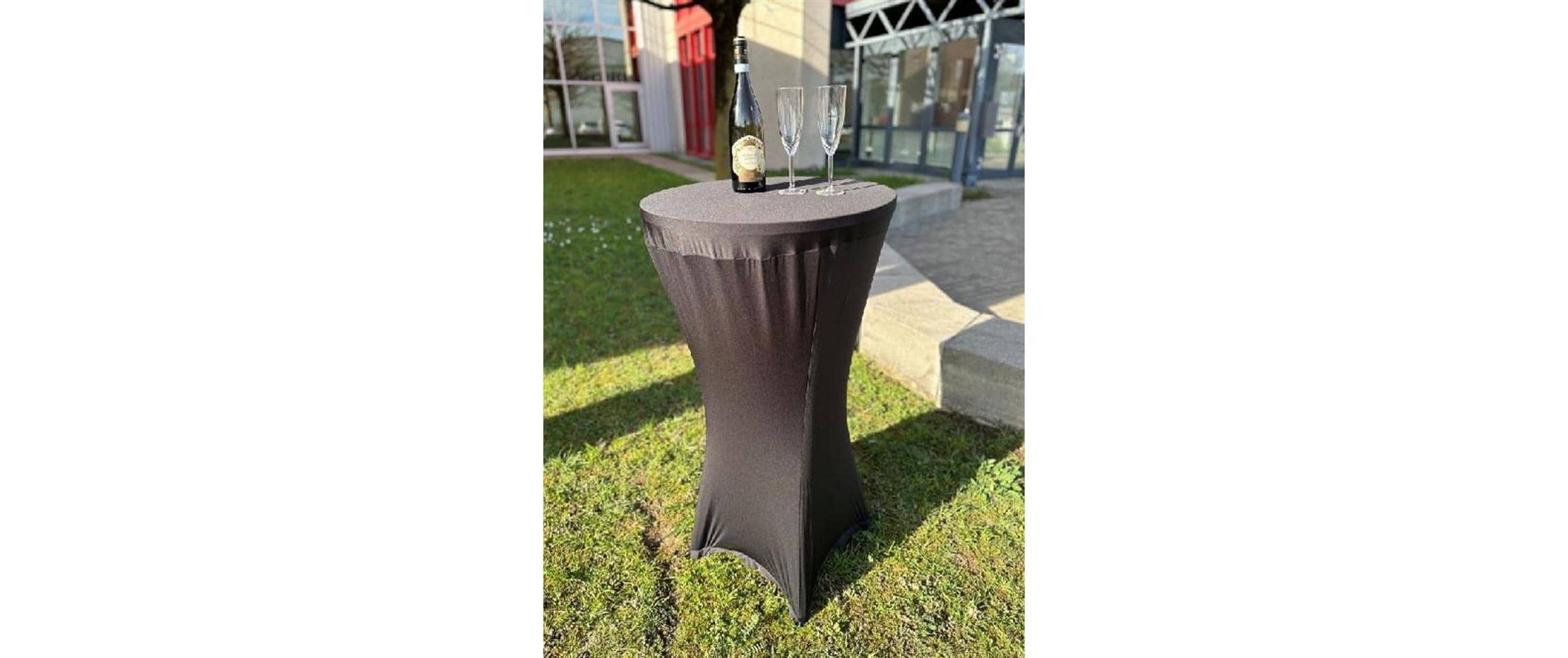 Dameco Stoff Stehtisch-Husse 60 cm/65 cm x 120 cm, Schwarz