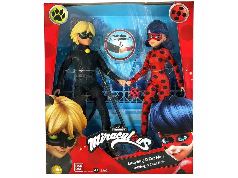BANDAI Puppe Miraculous – Ladybug & Cat Noir 26 cm