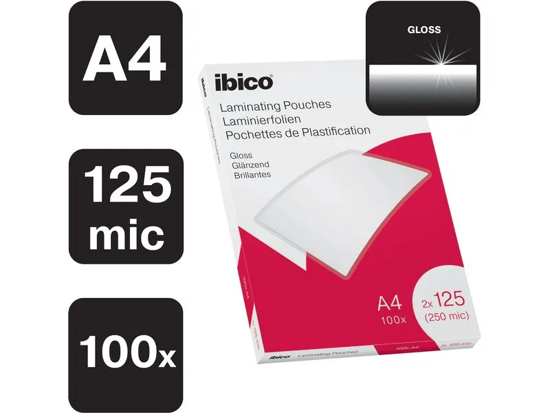 Ibico Laminierfolie Premium A4 125 µm, glänzend, 4 x 100 Stück