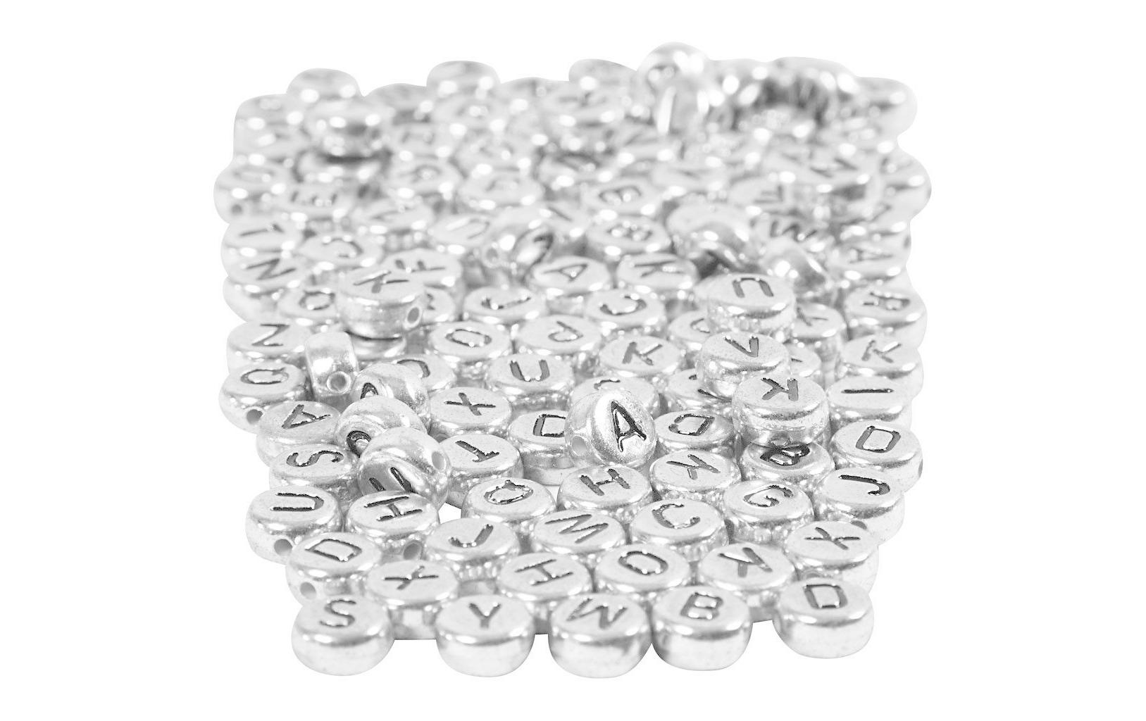 Creativ Company Buchstabenperlen 7 mm Kunststoff, Silber/Schwarz Creativ Company Buchstabenperlen 7 mm Kunststoff, Silber/Schwarz