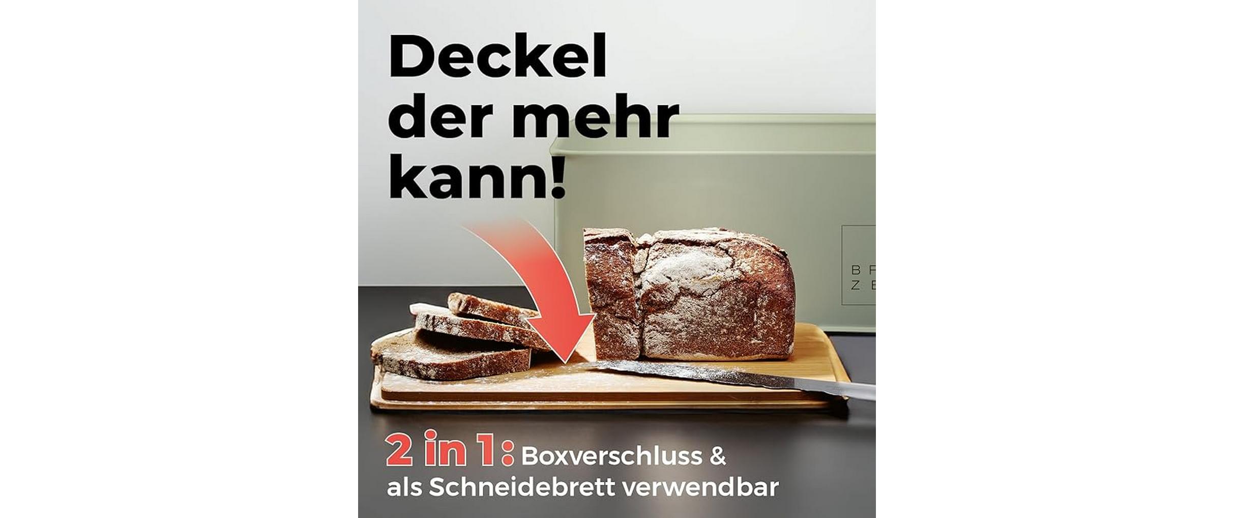 Lumaland Brotkasten 30 x 23 x 14 cm Metall, Holzdeckel, China Bambus