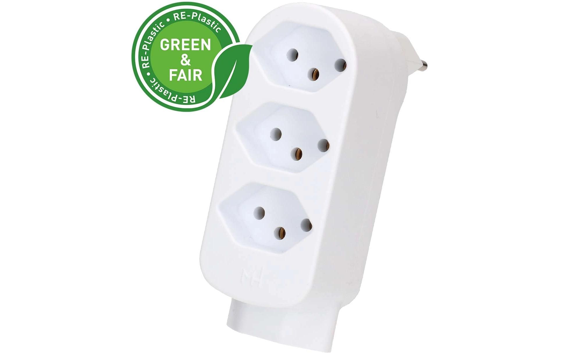 Max Hauri Abzweigstecker ADAPT 3+1x Typ 13, drehbar Green+Fair 3