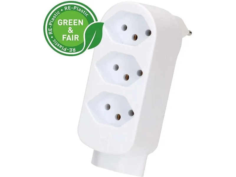 Max Hauri Abzweigstecker ADAPT 3+1x Typ 13, drehbar Green+Fair 3