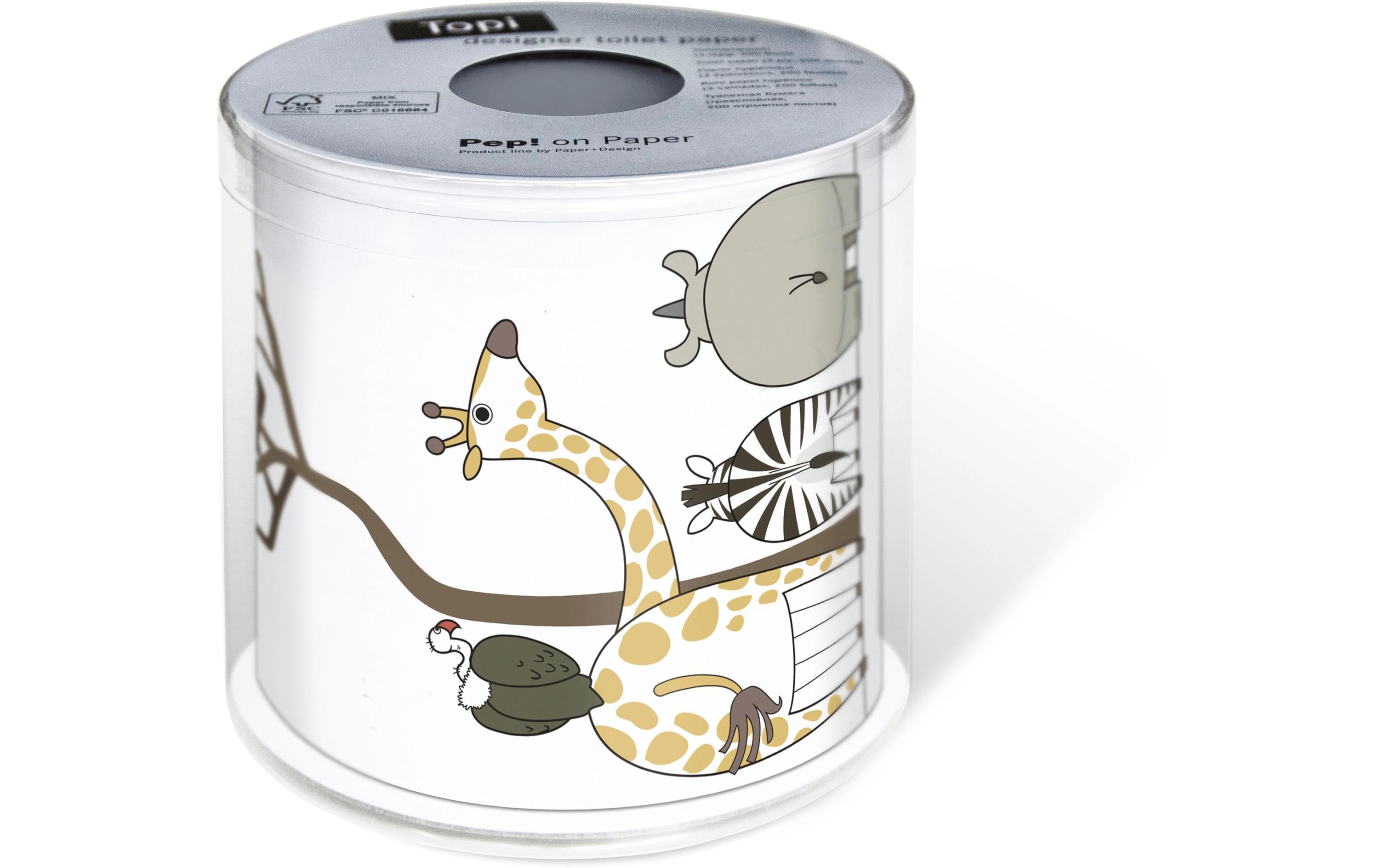 Paper + Design Toilettenpapier Animals Rollen, 3-lagig, Mehrfarbig