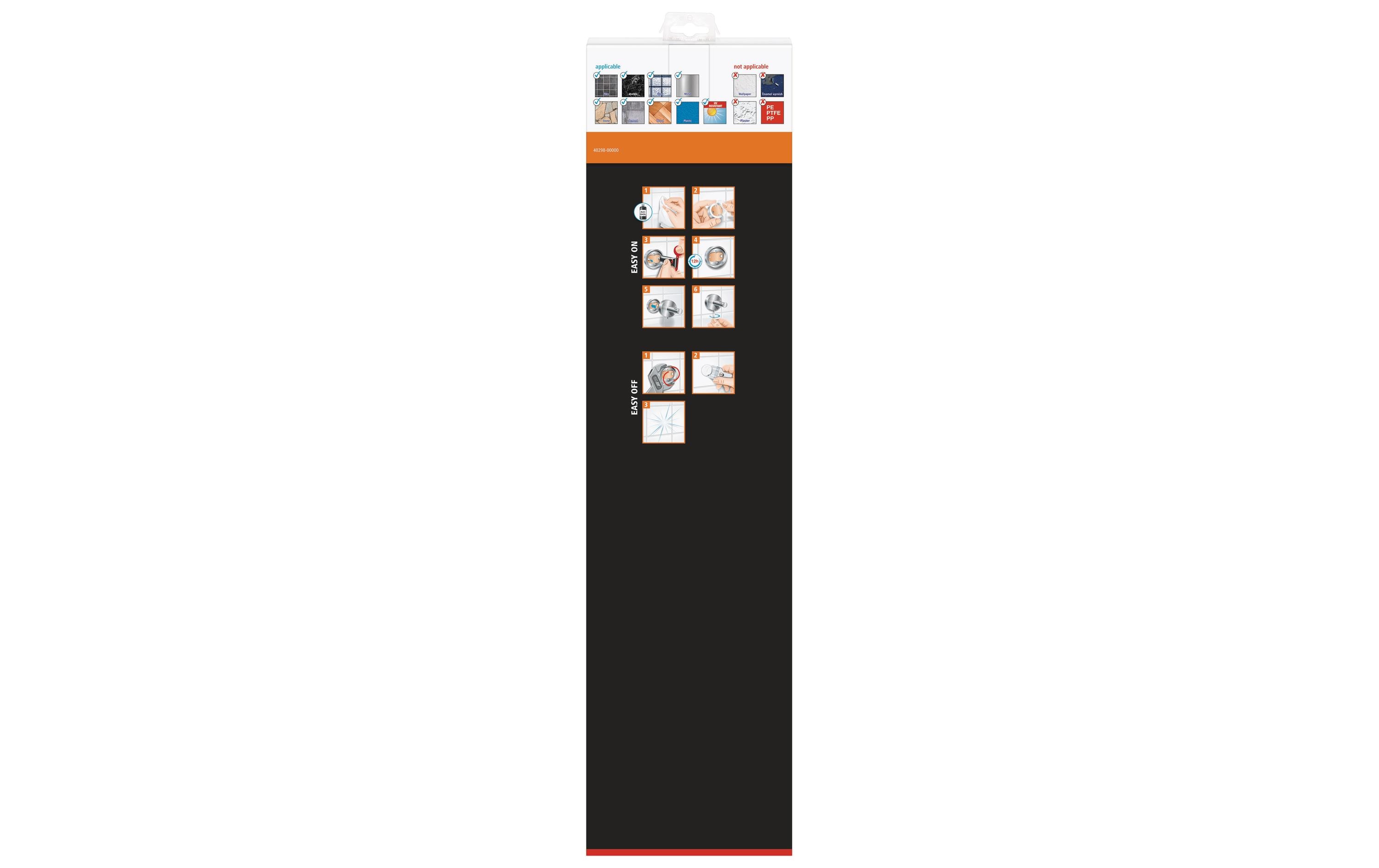 tesa Luup Glasablage ohne Bohren, silber