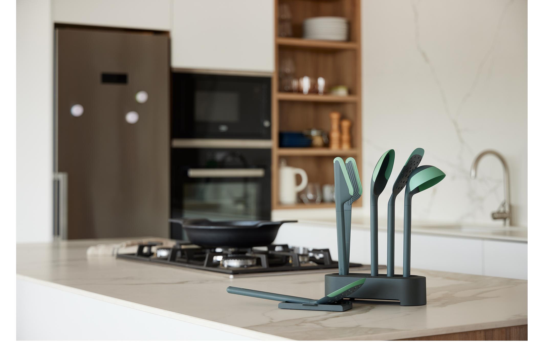 Lékué Küchenutensilien mit Ständer PBT/Silikon, Grün/Schwarz