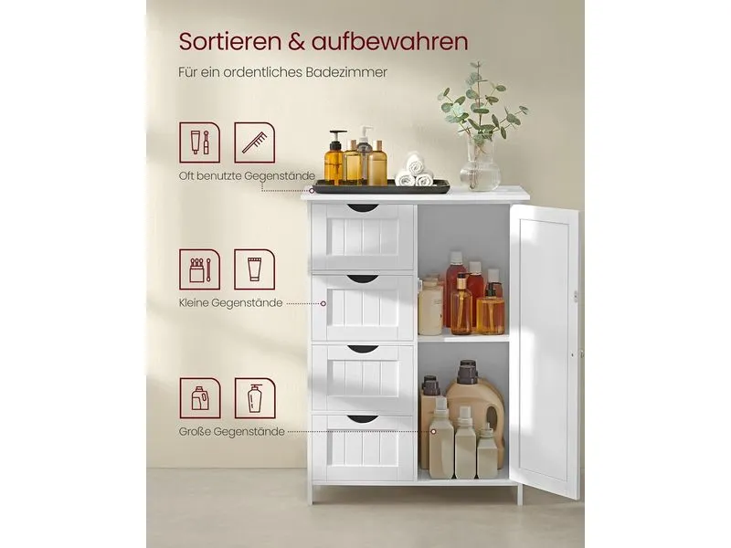 VASAGLE Badezimmerschrank 55 x 82 cm, Weiss