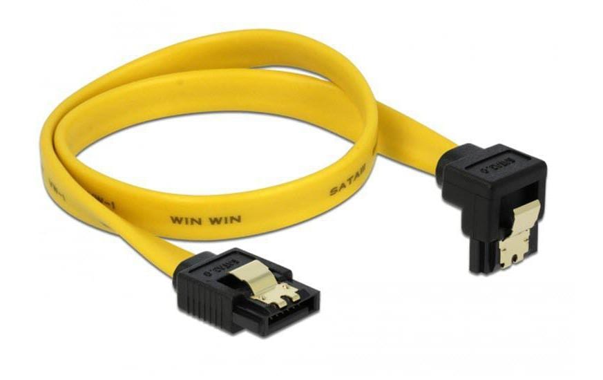 Delock SATA2-Kabel gelb, gewinkelt, Clip, 30 cm