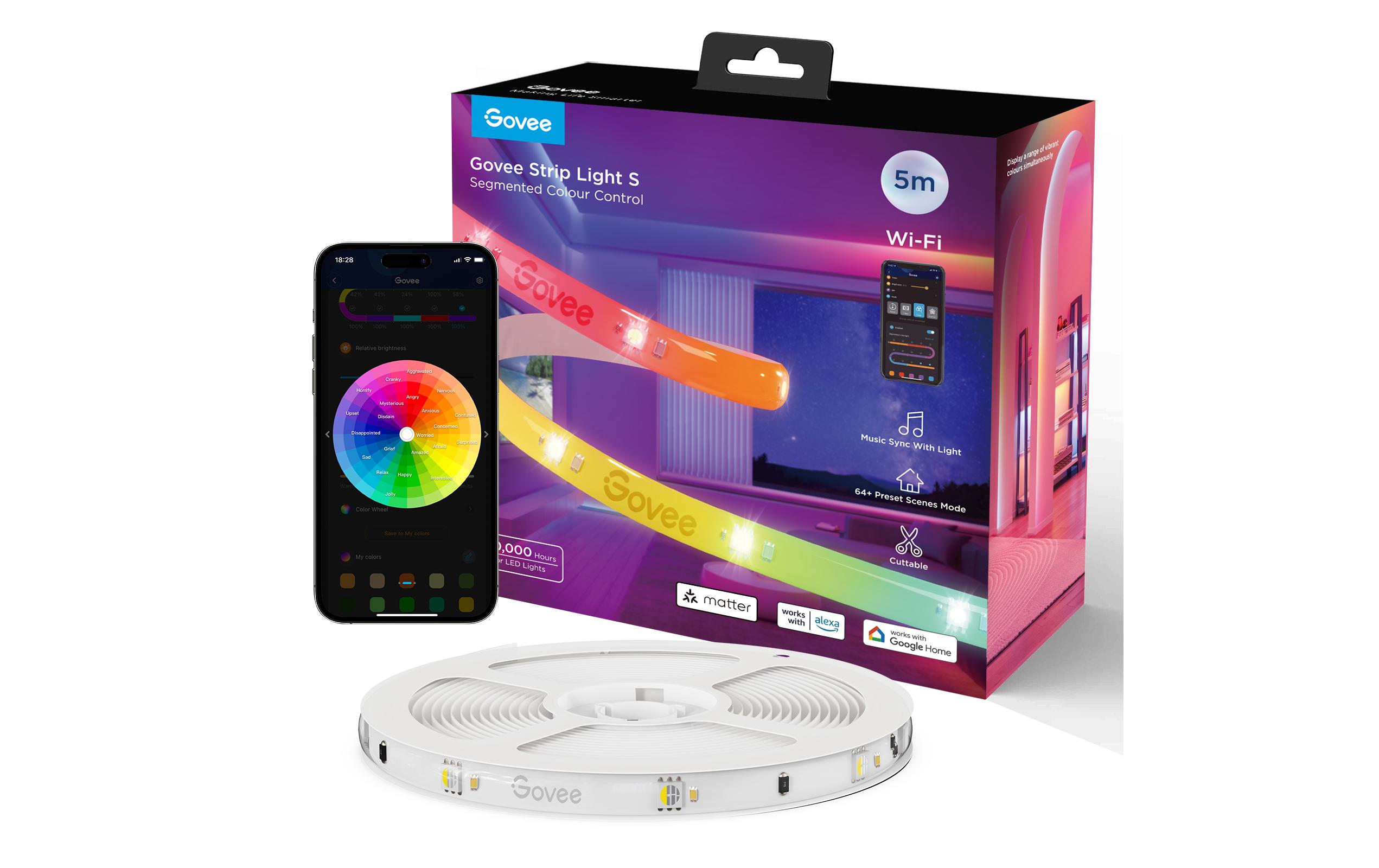 Govee LED Stripe Light S, Wi-Fi / Bluetooth / Matter, 5 m, RGBIC