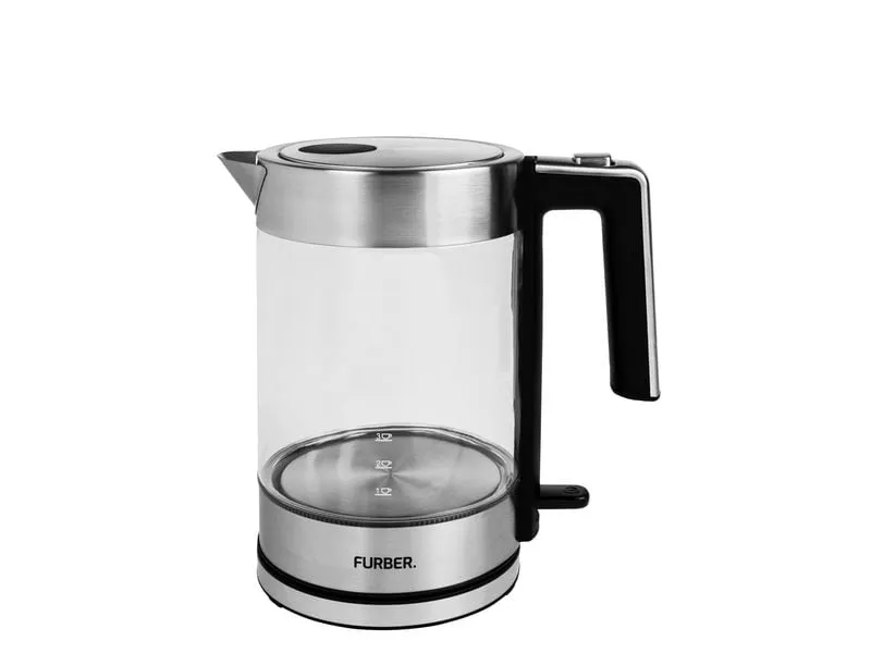 FURBER Wasserkocher Vetro 1.7 l, Silber/Transparent