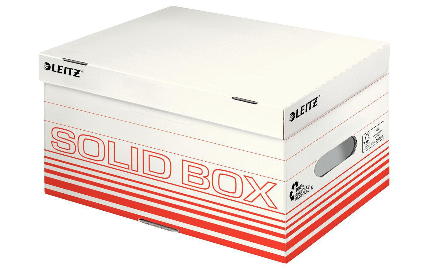 Leitz Archivschachtel Solid Box S Klappdeckel, 10 Stück, Rot
