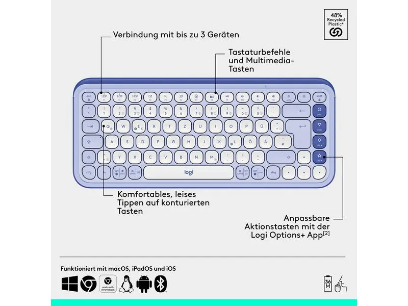 Logitech Tastatur-Maus-Set POP Icon Combo Lilac Logitech Tastatur-Maus-Set POP Icon Combo Lilac