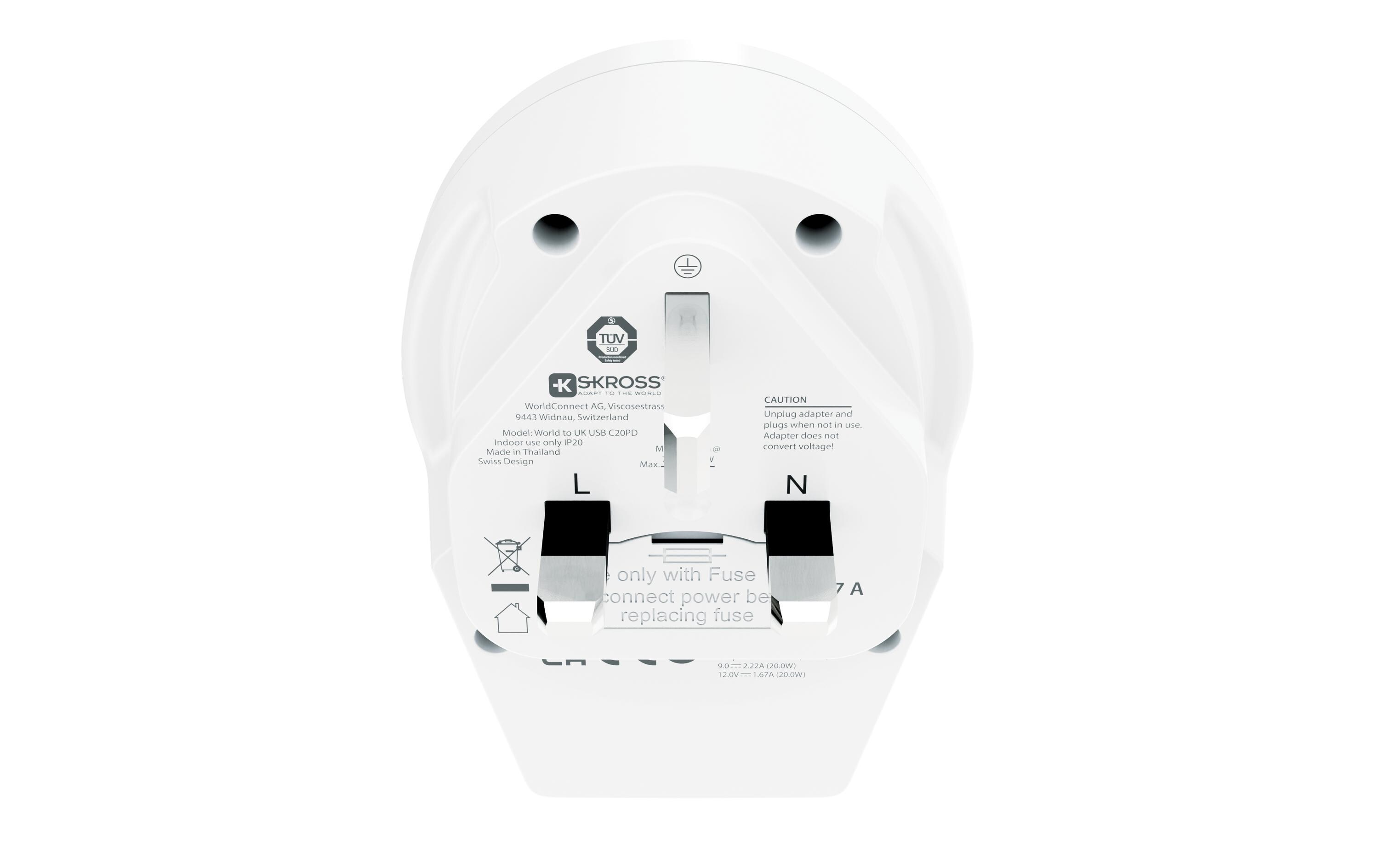 SKROSS Reiseadapter Country World / UK, USB
