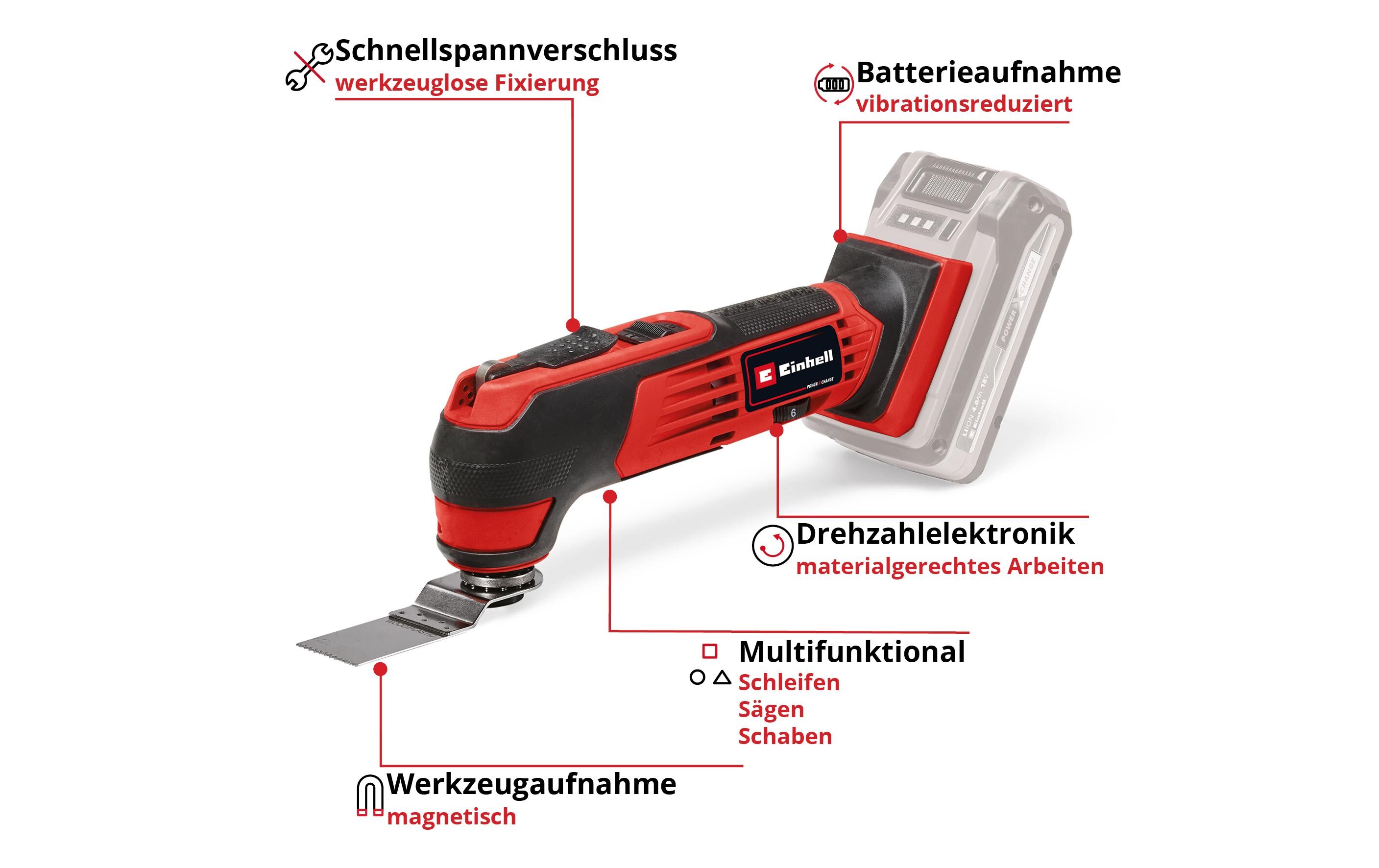 Einhell Multifunktionswerkzeug TE-MG 18/1 Li – Solo
