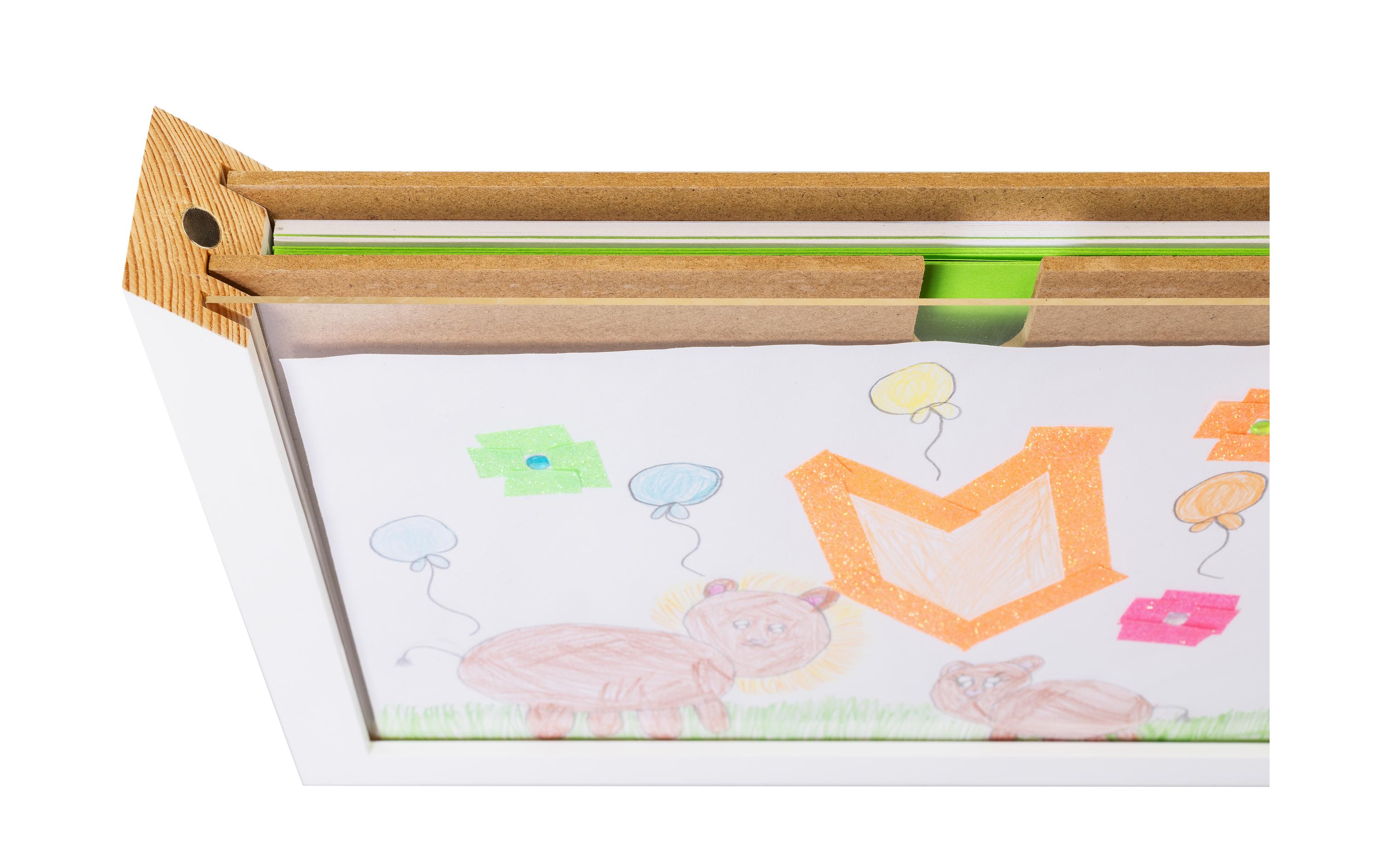 COCON Bilderrahmen für Kinderzeichnungen 35 x 26 x 5 cm, Weiss
