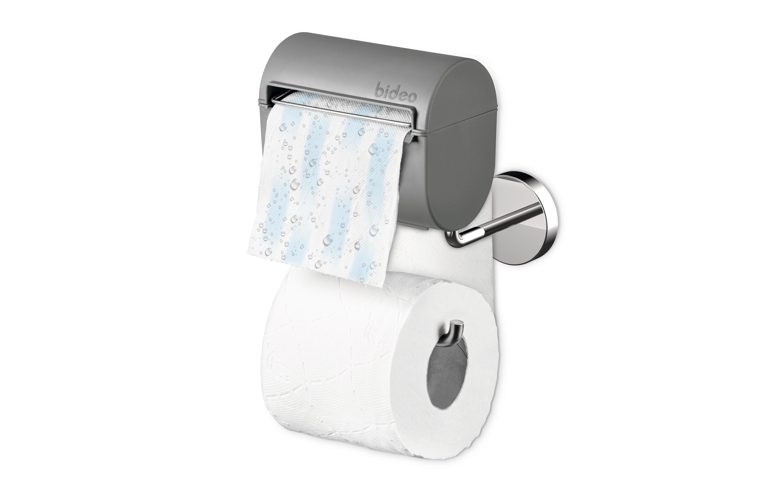 bideo Toilettenpapierhalterung mit Befeuchter Grau bideo Toilettenpapierhalterung mit Befeuchter Grau