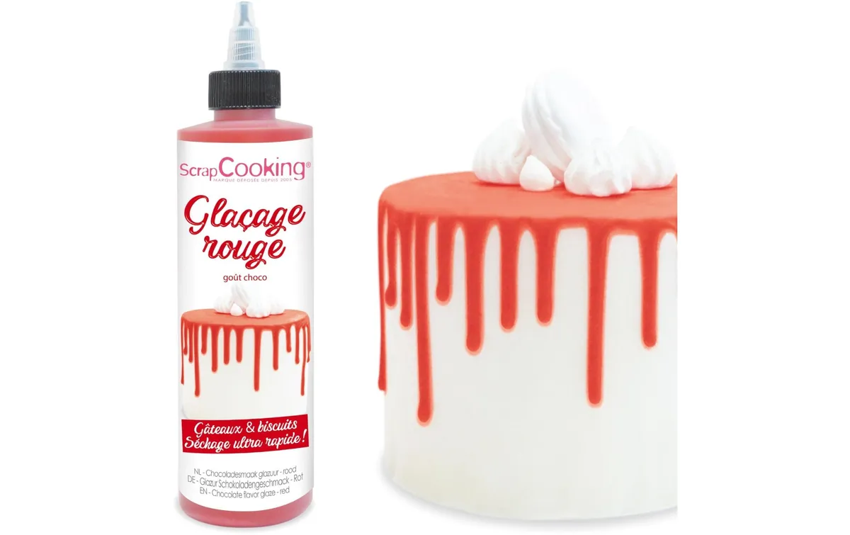 ScrapCooking Schokoladengeschmacksglasur Drip Cake Rot 130 g Rot