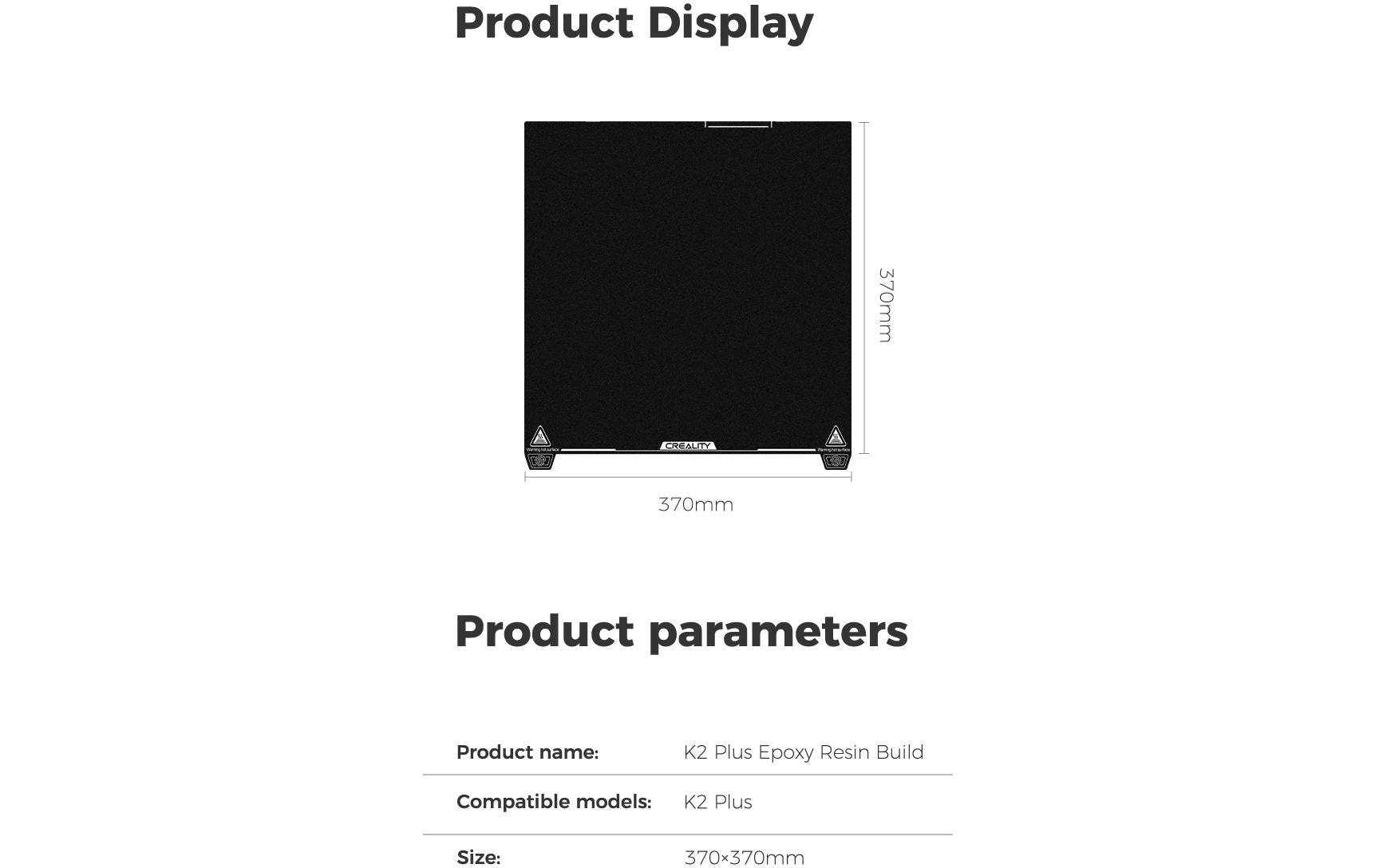 Creality K2 Plus Epoxy Resin Bauplatte