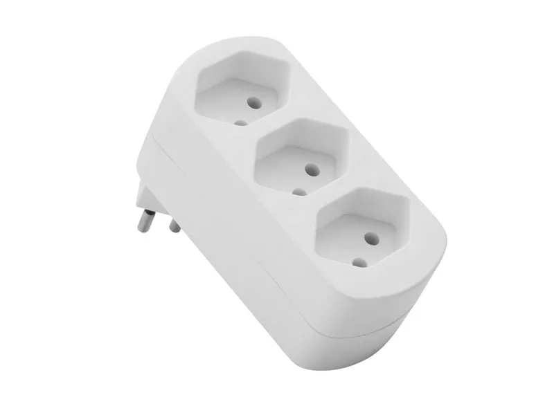 Schönenberger Abzweigstecker drehbar 3xT13 weiss 270° drehbar (offen) Schönenberger Abzweigstecker drehbar 3xT13 weiss 270° drehbar (offen)
