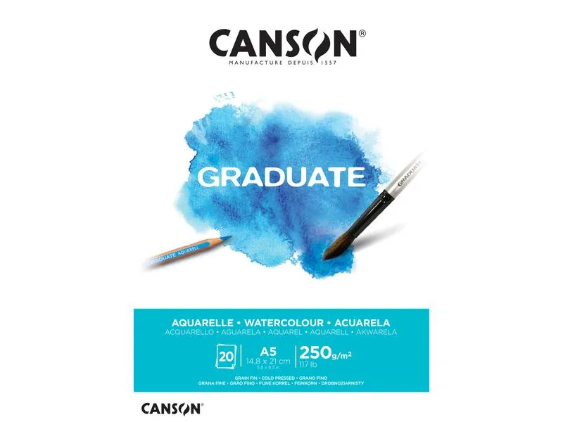 Canson Aquarellblock Graduate A5, 20 Blatt Canson Aquarellblock Graduate A5, 20 Blatt