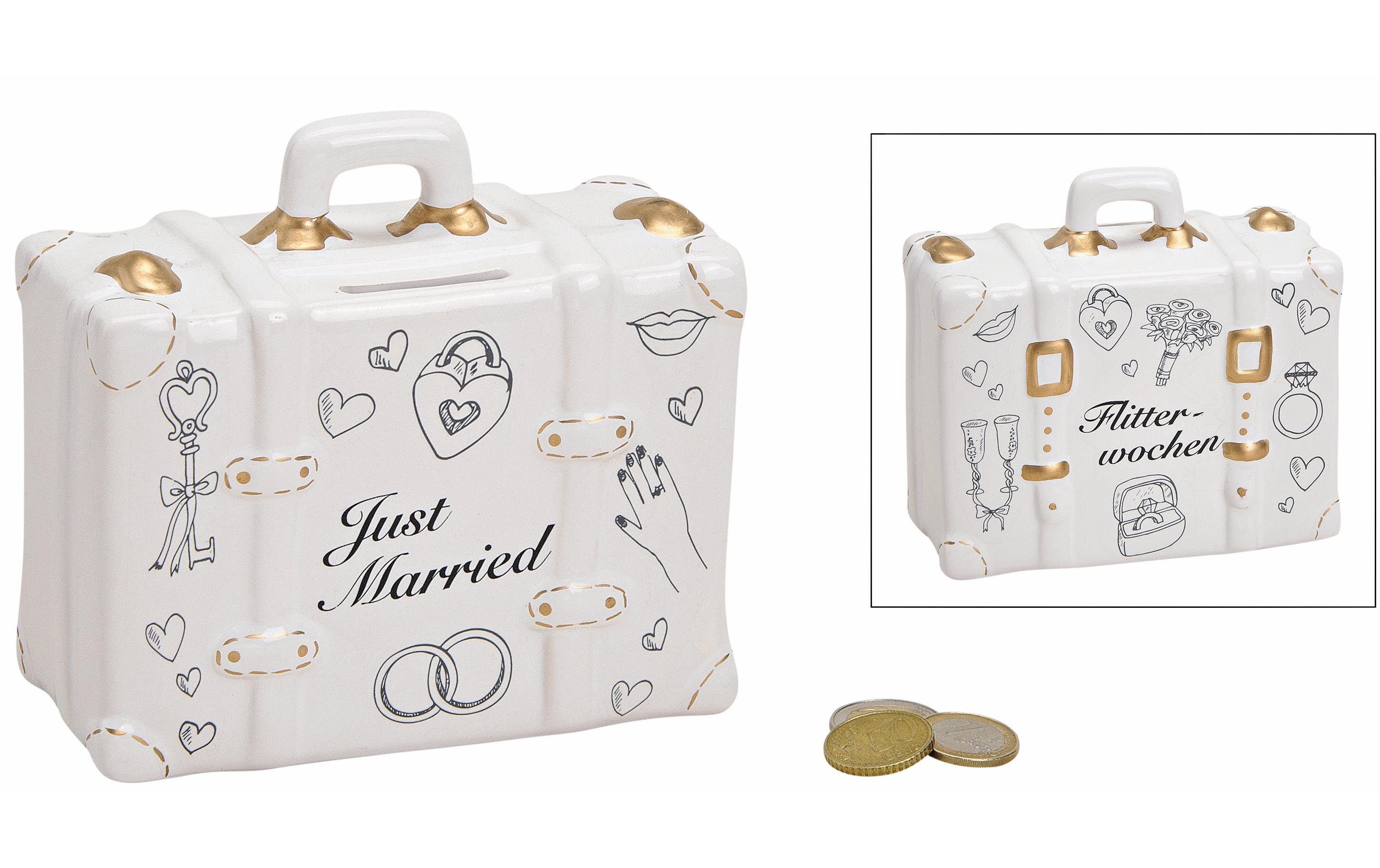 G. Wurm Spardose Koffer Just Married 6 x 14 x 13 cm