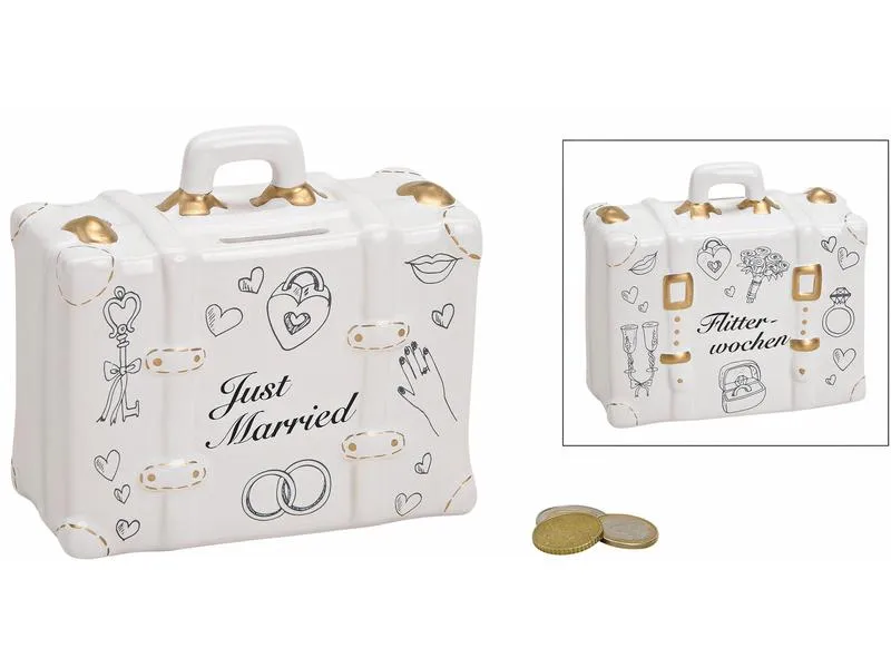G. Wurm Spardose Koffer Just Married 6 x 14 x 13 cm G. Wurm Spardose Koffer Just Married 6 x 14 x 13 cm