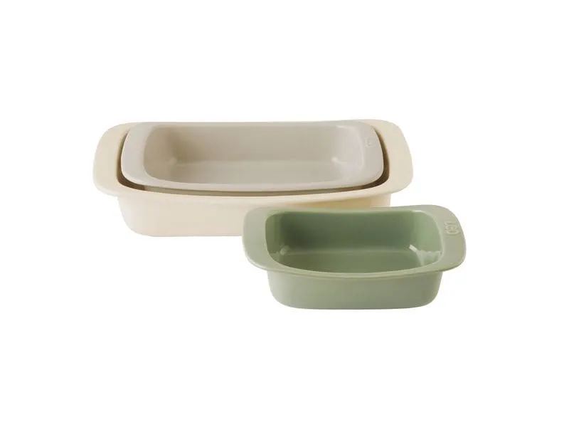 BergHOFF Auflaufform-Set Leo Balance, 3 Stück, Eckig, Beige/Grün