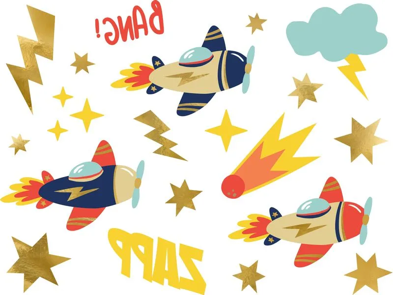 Partydeco Tattoo Set Flugzeug