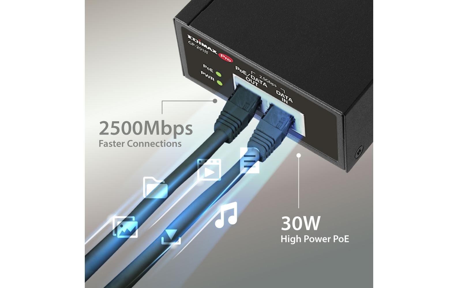 Edimax Pro PoE+ Injector GP-201IT 30 Watt Edimax Pro PoE+ Injector GP-201IT 30 Watt