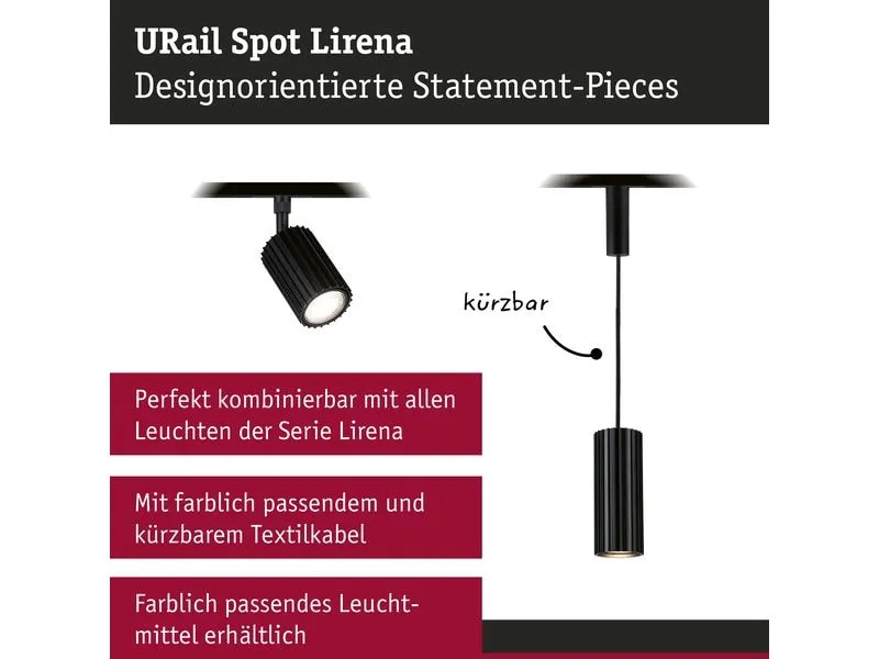 Paulmann URail Schienenspot Lirena GU10 max. 10W 230 V Schwarz matt Paulmann URail Schienenspot Lirena GU10 max. 10W 230 V Schwarz matt